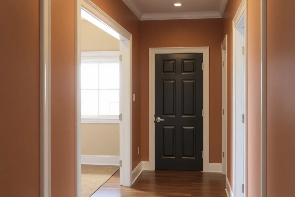 Freshly painted empty room with protective floor covering